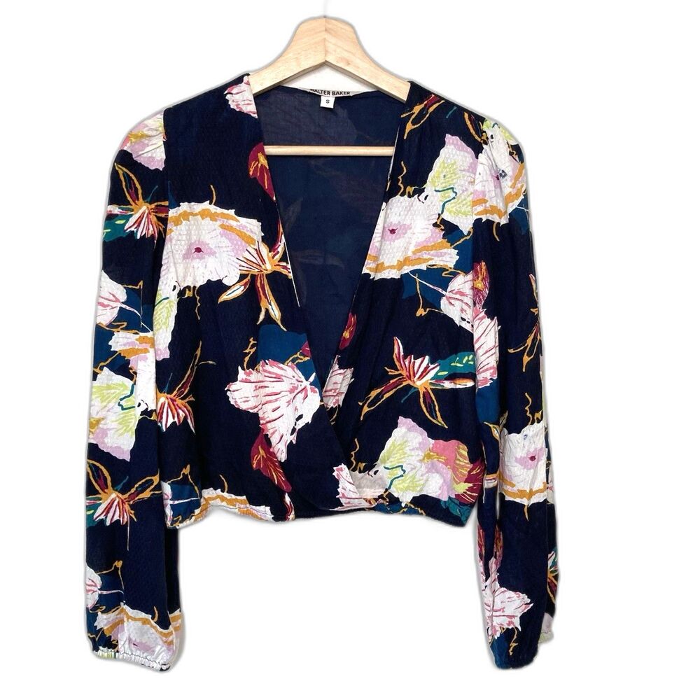 Walter Baker Blouse Wynona Gathered Cutout Floral-Print Jacquard Top Size Small